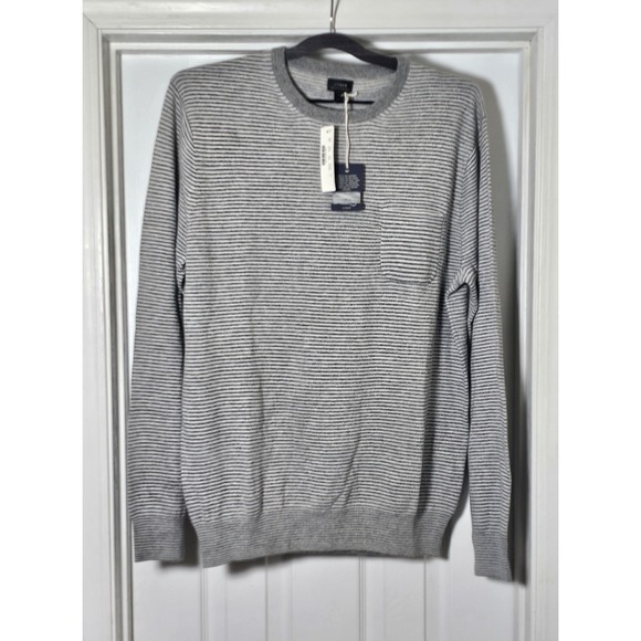 J.CREW Other - J.Crew Men's 100% Italian Cashmere Crewneck Sweater Size Large Gray White